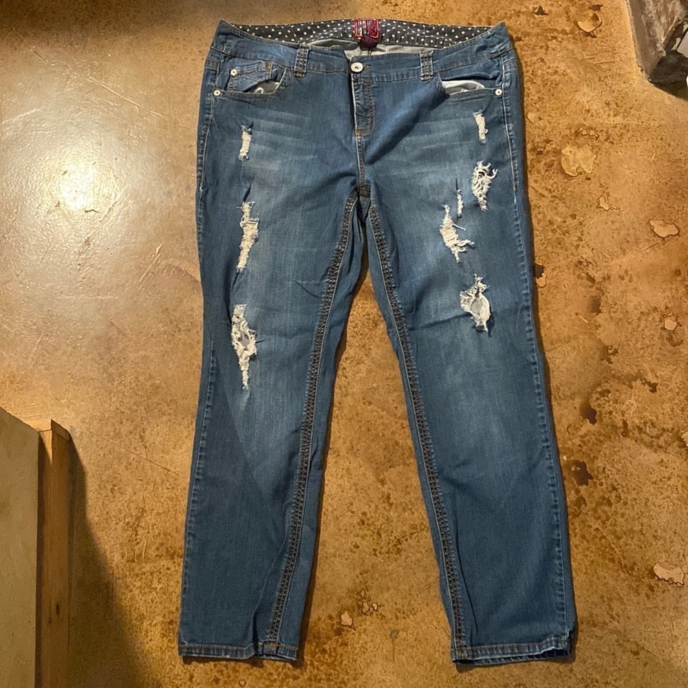 Torrid Vintage high waist distressed stretch medium wash jeans